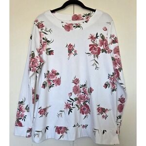 Croft & Barrow Top Long Sleeve Shirt Womens Size XX Pink/Red Floral